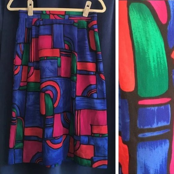 Vintage Dresses & Skirts - Vintage 1980s-Geometric Skirt